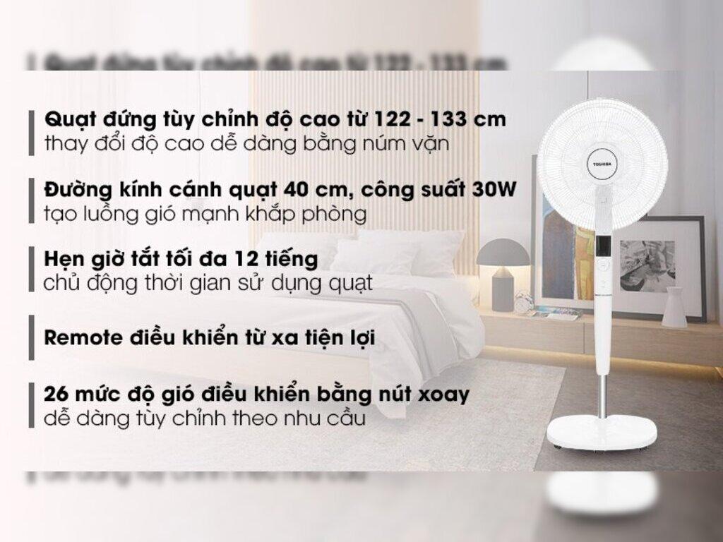 Quạt đứng Toshiba 9 cánh DC Inverter F-LSD30(W)VN – Giá 2.800.000₫