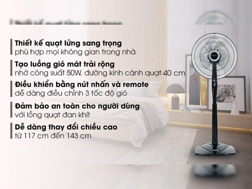 Quạt đứng Sharp 3 cánh PJ-S40RV-DG 50W